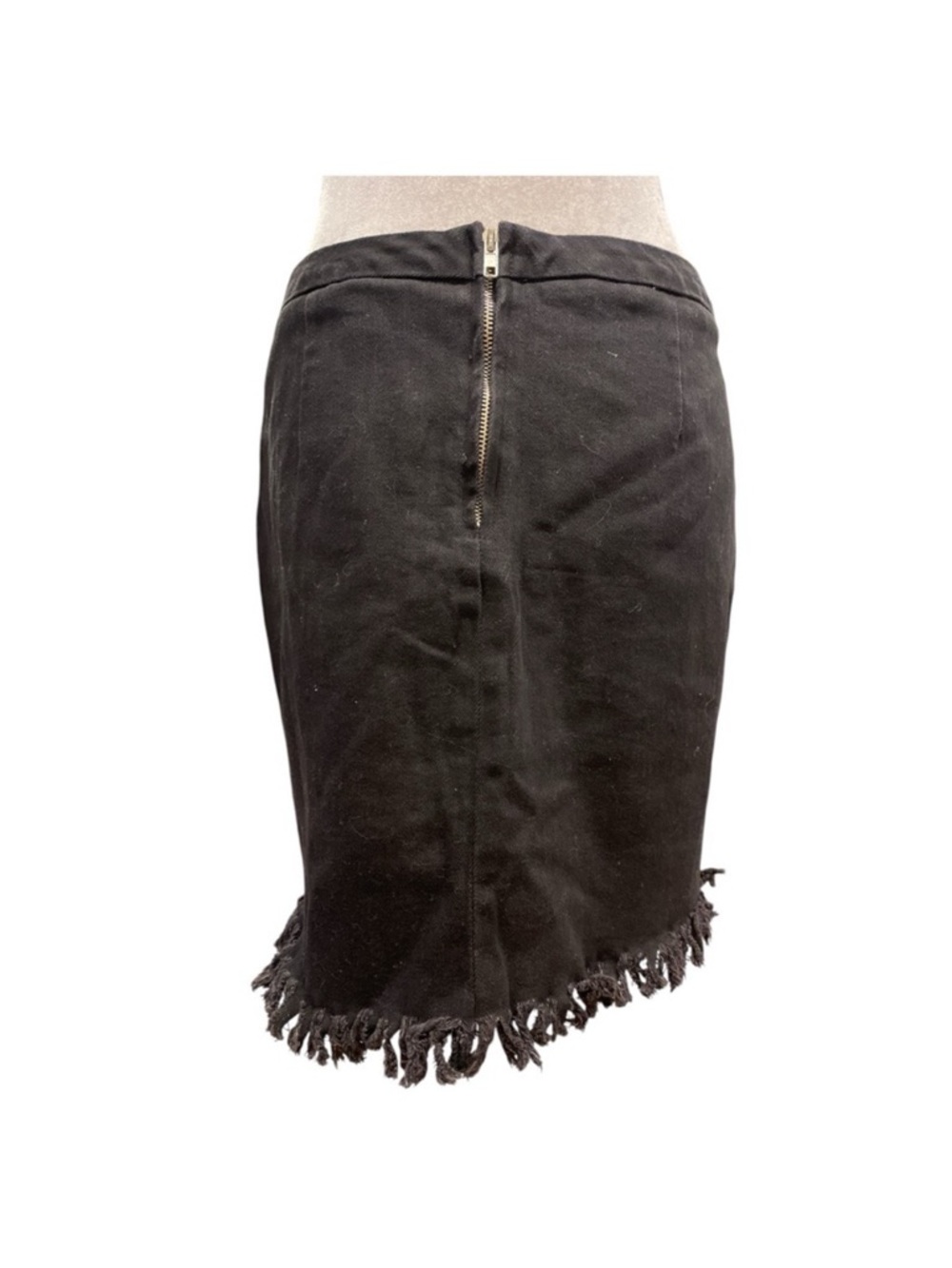 Goth Lace Up Mini Skirt Black Fringe Hem Grunge Festival Y2K - Picture 3 of 6